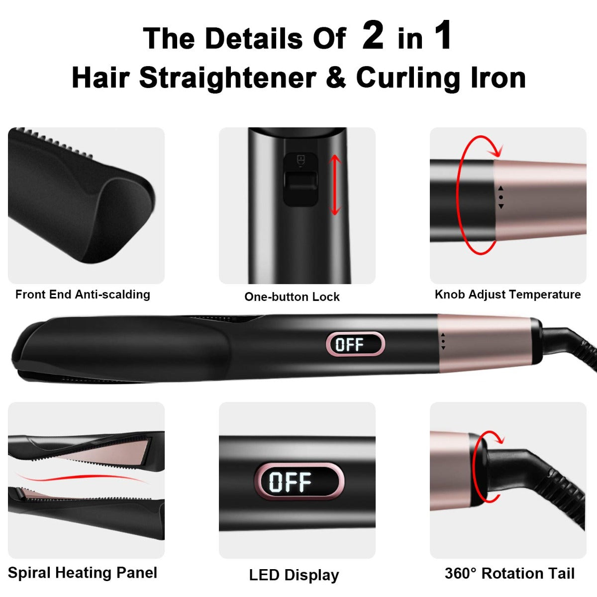 Piastra Capelli Curl & Straight Design 2in1