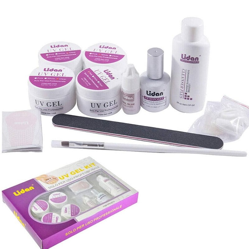 Kit per Ricostruzione Unghie professionale uv gel + accessori