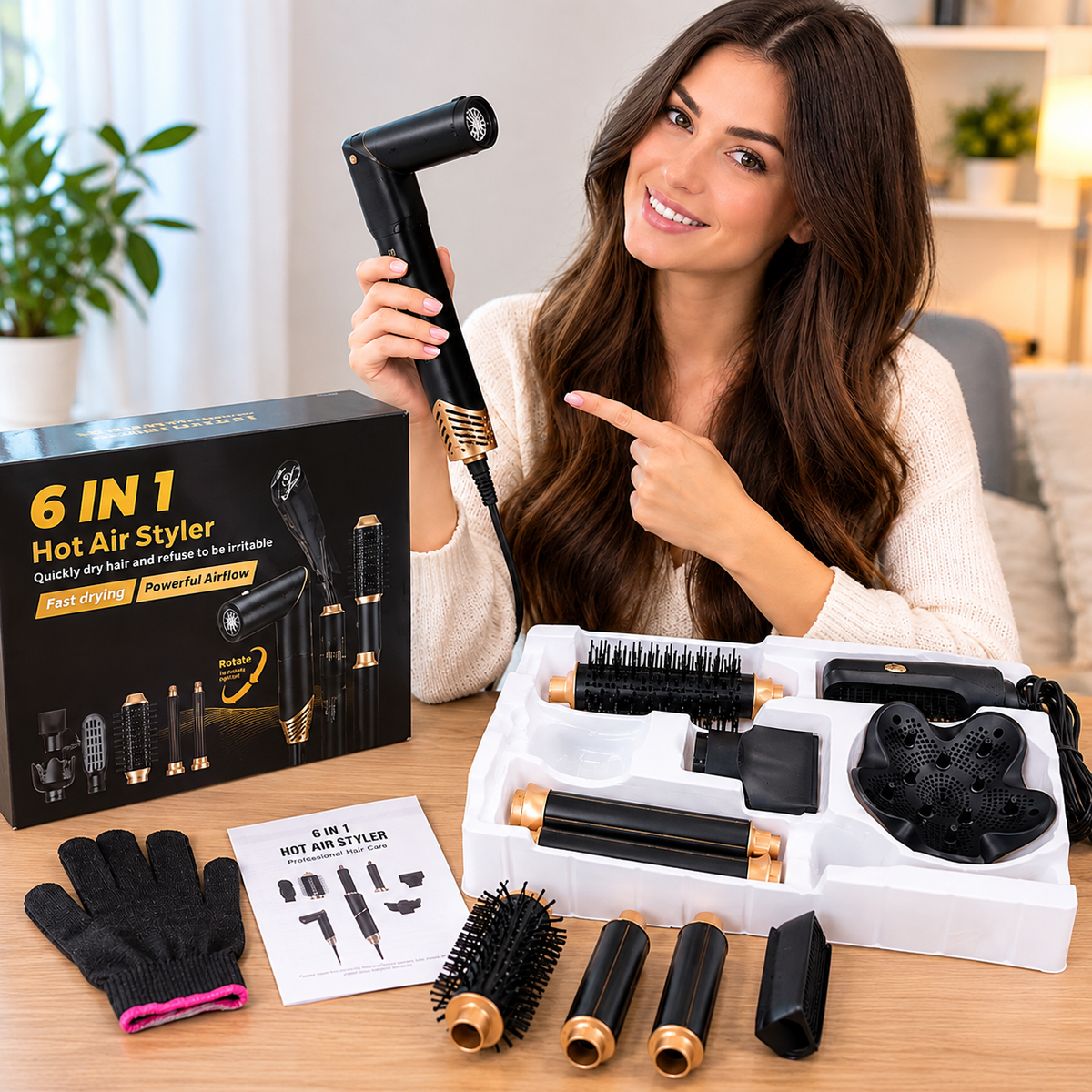 AirStyler 6 in 1 – Asciuga, Liscia e Arriccia con un Solo Dispositivo